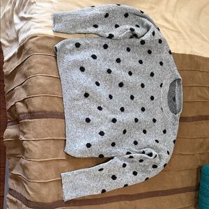 SHEIN Gray and Black Polka Dot Sweater